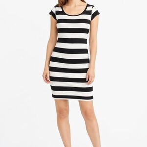 NWT Banana Republic Black White Stripe Bodycon Dress Petite XXS